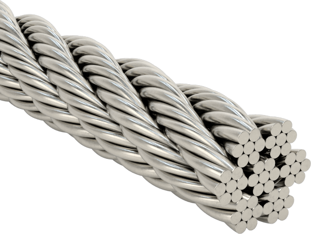Yüksek Korozyon Dirençli 316 Paslanmaz Çelik Tel Halat, 7 x 7, 3/32" Çap