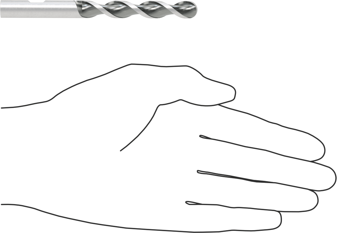 Alüminyum için Yüksek Hızlı Çelik Bilyalı Uçlu Freze, 3/8" Freze Çapı, 4-1/4" Toplam Uzunluk