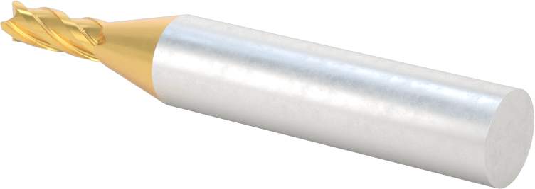 TiN Kaplamalı Yüksek Hızlı Çelik Kare Uçlu Freze, 4 Kanallı, 11/64" Freze Çapı, 2-3/8" Toplam Uzunluk