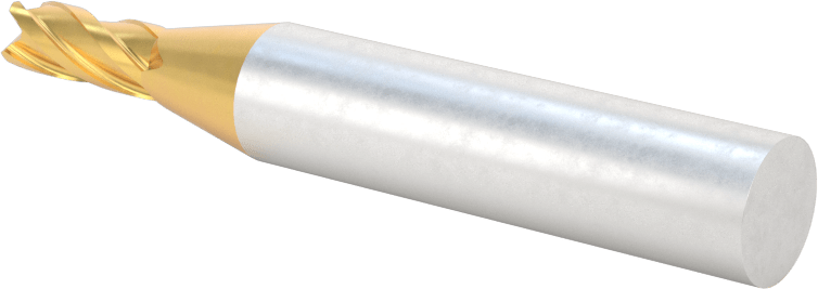 TiN Kaplamalı Yüksek Hızlı Çelik Kare Uçlu Freze, 4 Kanallı, 13/64" Freze Çapı, 2-3/8" Toplam Uzunluk