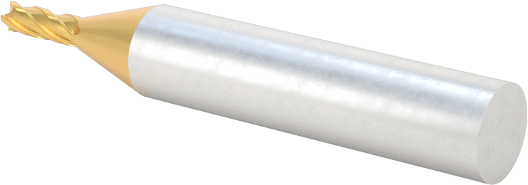 TiN Kaplamalı Yüksek Hızlı Çelik Kare Uçlu Freze, 4 Kanallı, 1/8" Freze Çapı, 2-5/16" Toplam Uzunluk