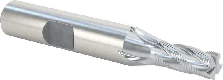 Kaba İşleme Kobalt Çelik Kare Uçlu Freze, TICN, 4 Kanallı, 1/4" Freze Çapı, 2-7/16" Toplam Uzunluk, İnce