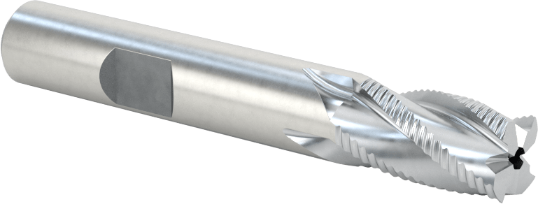 Kaba İşleme Kobalt Çelik Kare Uçlu Freze, TICN Kaplama, 4 Kanallı, 3/8" Freze Çapı, 2-1/2" Toplam Uzunluk, İnce