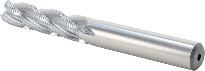 Kaba İşleme Kobalt Çelik Kare Uçlu Freze, TICN Kaplama, 4 Kanallı, 3/8" Freze Çapı, 3-1/4" Toplam Uzunluk, İnce