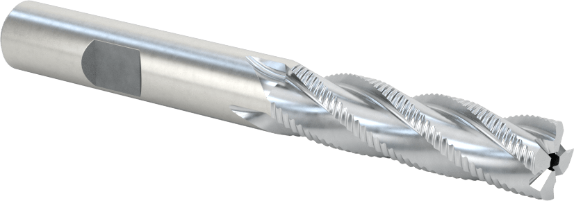 Kaba İşleme Kobalt Çelik Kare Uçlu Freze, TICN Kaplama, 4 Kanallı, 3/8" Freze Çapı, 3-1/4" Toplam Uzunluk, İnce