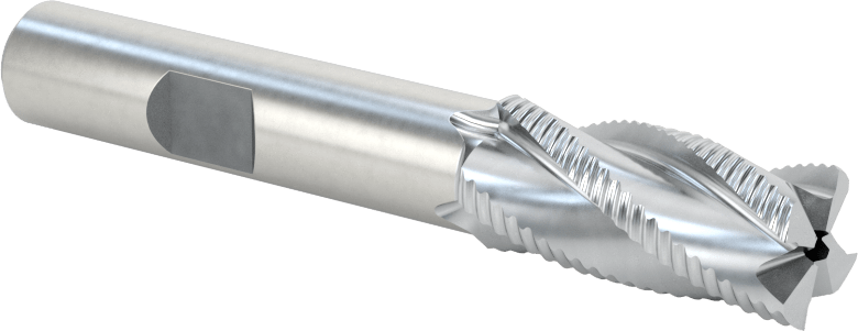 Kaba İşleme Kobalt Çelik Kare Uçlu Freze, TICN, 4 Kanallı, 7/16" Freze Çapı, 2-11/16" Toplam Uzunluk, İnce