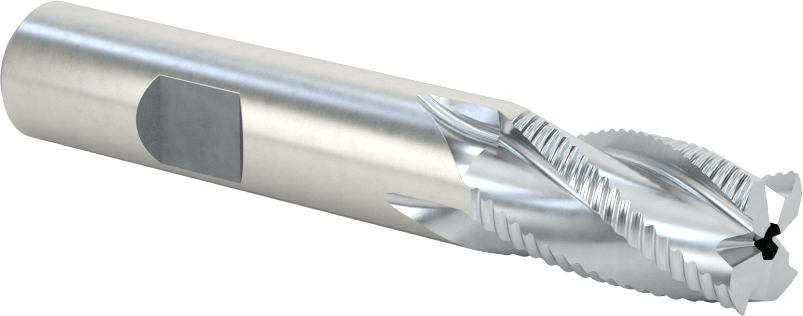 Kaba İşleme Kobalt Çelik Kare Uçlu Freze, TiCN Kaplamalı, 4 Kanallı, 1/2" Freze Çapı, Toplam 3" Uzunluk, İnce