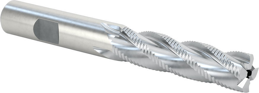 Kaba İşleme Kobalt Çelik Kare Uçlu Freze, TiCN Kaplamalı, 4 Kanallı, 1/2" Freze Çapı, Toplam 4" Uzunluk, İnce