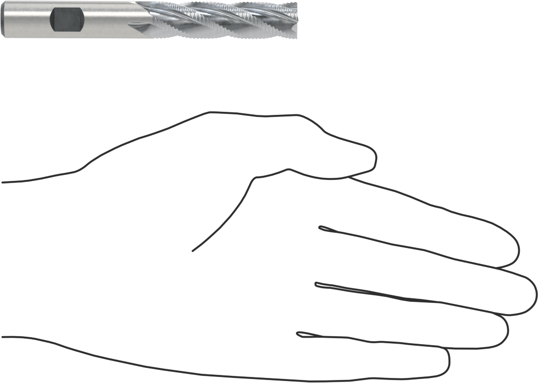 Kaba İşleme Kobalt Çelik Kare Uçlu Freze, TiCN Kaplamalı, 4 Kanallı, 1/2" Freze Çapı, Toplam 4" Uzunluk, İnce