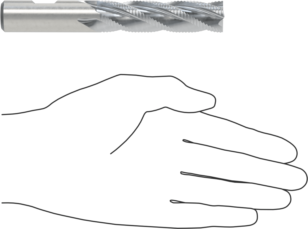 Kaba İşleme Kobalt Çelik Kare Uçlu Freze, TICN Kaplama, 4 Kanallı, 3/4" Freze Çapı, 5-1/4" Toplam Uzunluk, İnce