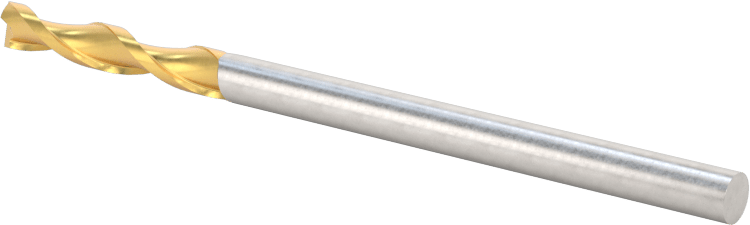 TiN Kaplamalı Karbür Kare Uçlu Freze, 2 Yiv, 1/8" Freze Çapı, 2-1/4" Toplam Uzunluk