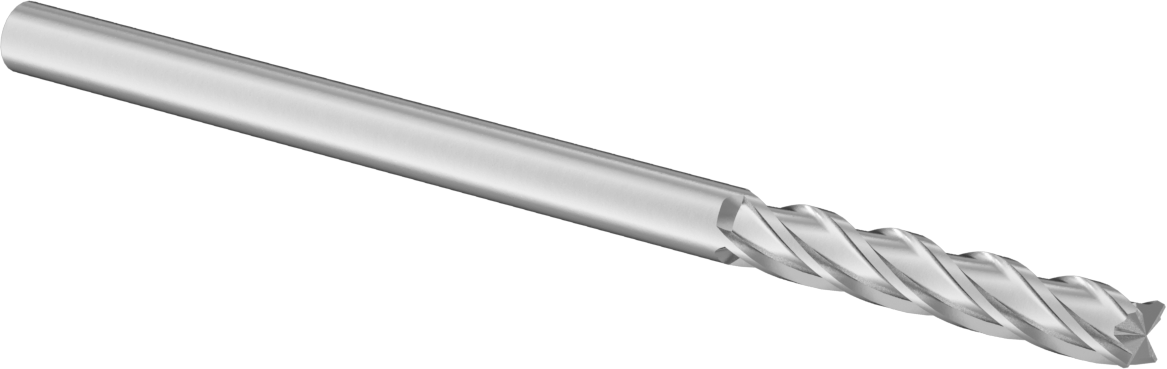 TiN Kaplamalı Karbür Kare Uçlu Freze, 4 Kanallı, 1/8" Freze Çapı, 2-1/4" Toplam Uzunluk