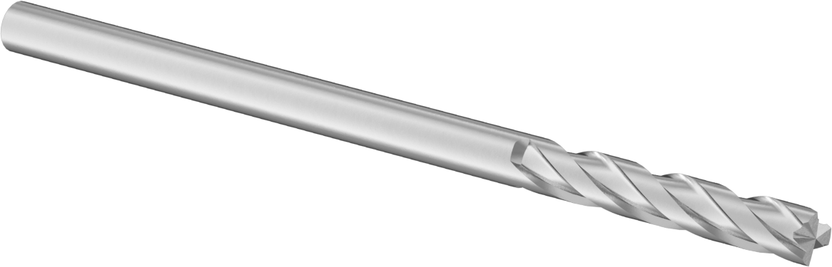 TiN Kaplamalı Karbür Kare Uçlu Freze, 3 Yiv, 1/8" Freze Çapı, 2-1/4" Toplam Uzunluk