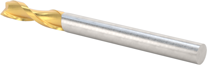 TiN Kaplamalı Karbür Kare Uçlu Freze, 2 Yiv, 1/8" Freze Çapı, 1-1/2" Toplam Uzunluk