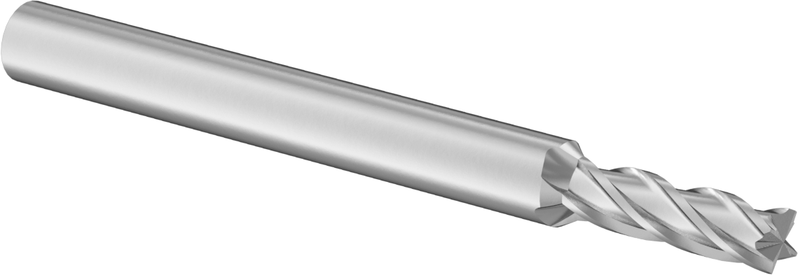 TiN Kaplamalı Karbür Kare Uçlu Freze, 4 Kanallı, 9/64" Freze Çapı, 2" Toplam Uzunluk