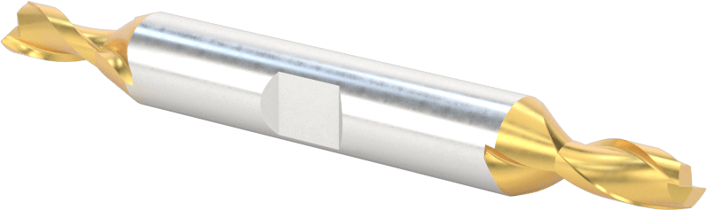 İki Freze Uçlu Yüksek Hızlı Çelik Kare Uçlu Freze, TiN Kaplamalı, 2 Yiv, 7/32" Freze Çapı