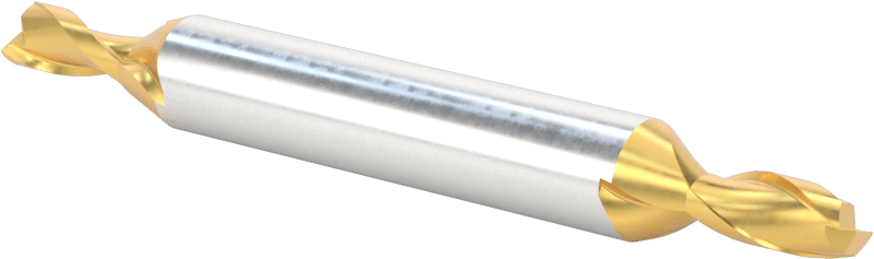 İki Freze Uçlu Yüksek Hızlı Çelik Kare Uçlu Freze, TiN Kaplamalı, 2 Yiv, 7/32" Freze Çapı