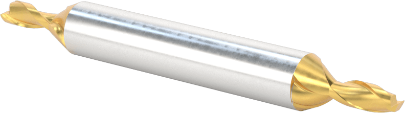 İki Freze Uçlu Yüksek Hızlı Çelik Kare Uçlu Freze, TiN Kaplamalı, 2 Yiv, 11/64" Freze Çapı