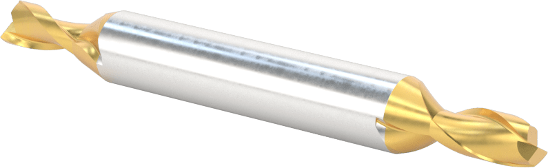 İki Freze Uçlu Yüksek Hızlı Çelik Kare Uçlu Freze, TiN Kaplamalı, 2 Yiv, 15/64" Freze Çapı