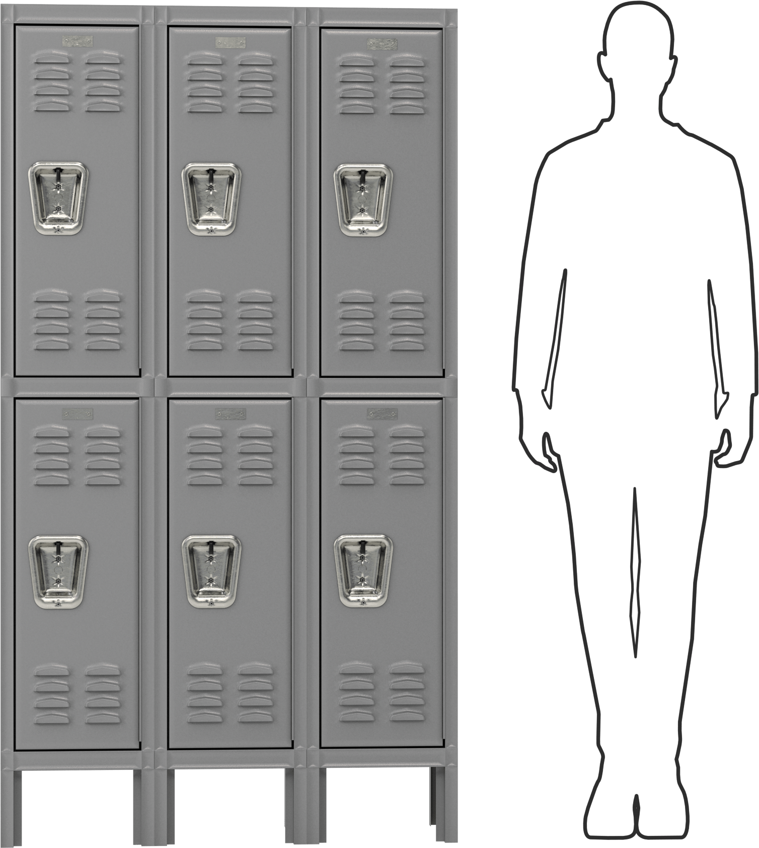Montaj Gereken Kilitli Dolap, 66 inç Toplam Yükseklik, 2 Aşağı x 3 Enine, 12“ Genişlik x 12” İç Derinlik