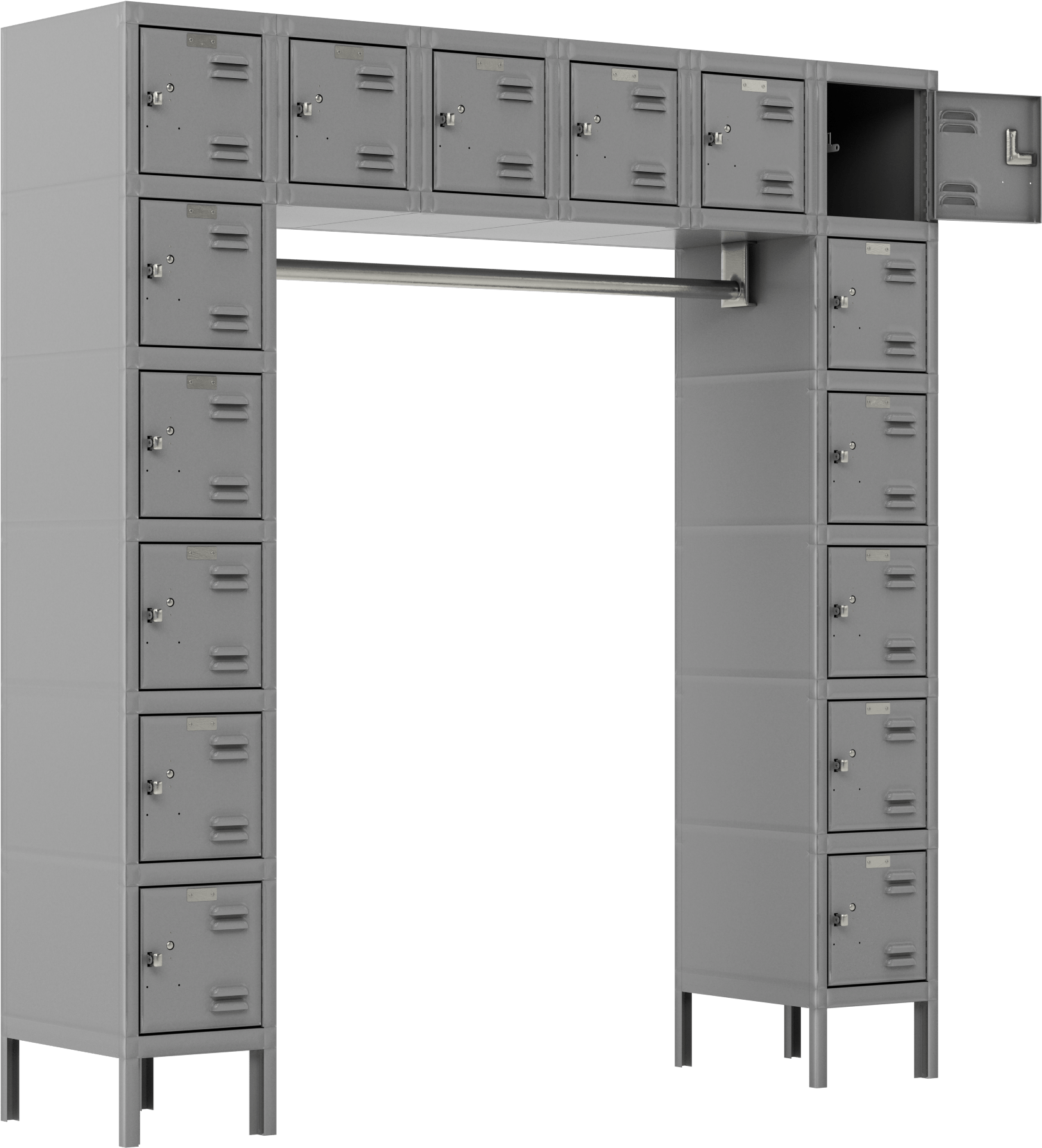 Montaj Gereken Kilitli Dolap, 78" Toplam Yükseklik, 6 Aşağı x 6 Yan, 12 inç Genişlik x 18 inç İç Derinlik