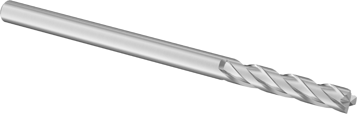 Karbür Kare 3 Kanallı Parmak Freze, TiAlN Kaplamalı, 1/8" Freze Çapı, 2-1/4" Toplam Uzunluk