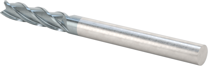 Karbür Kare 4 Kanallı Parmak Freze, TiAlN Kaplamalı, 1/8" Freze Çapı, 1-1/2" Toplam Uzunluk