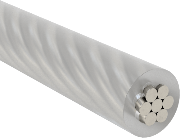 Naylon Kaplı Tel Halat, Yarı Esnek, 18-8 Paslanmaz Çelik, 1 x 7, 0,006" Çap