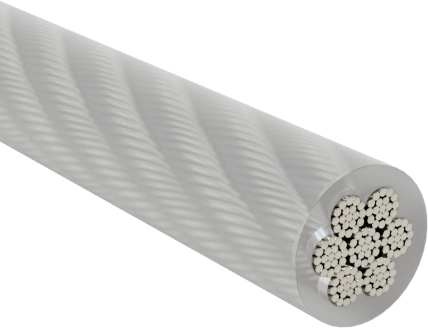 Naylon Kaplı Tel Halat, Ekstra Esnek, 18-8 Paslanmaz Çelik, 0,047" Çap, 1/16" Çap