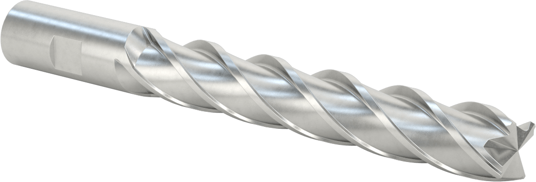 Kobalt Çelik Kare Uçlu Freze, Kaplamasız, 4 Kanallı, 1" Freze Çapı, 8-1/2" Toplam Uzunluk
