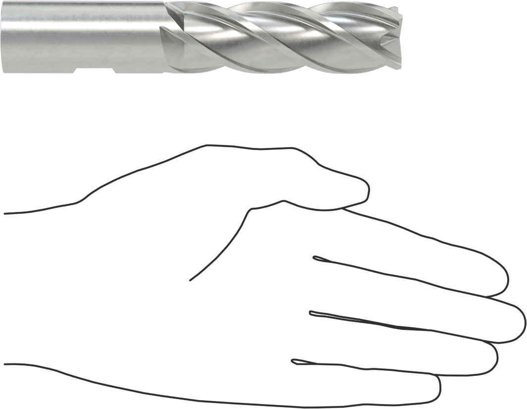 Kobalt Çelik Kare Uçlu Freze, Kaplamasız, 4 Kanallı, 1" Freze Çapı, 5-1/2" Toplam Uzunluk