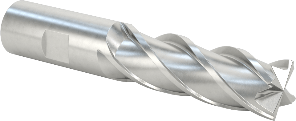Kobalt Çelik Kare Uçlu Freze, Kaplamasız, 4 Kanallı, 1" Freze Çapı, 5-1/2" Toplam Uzunluk