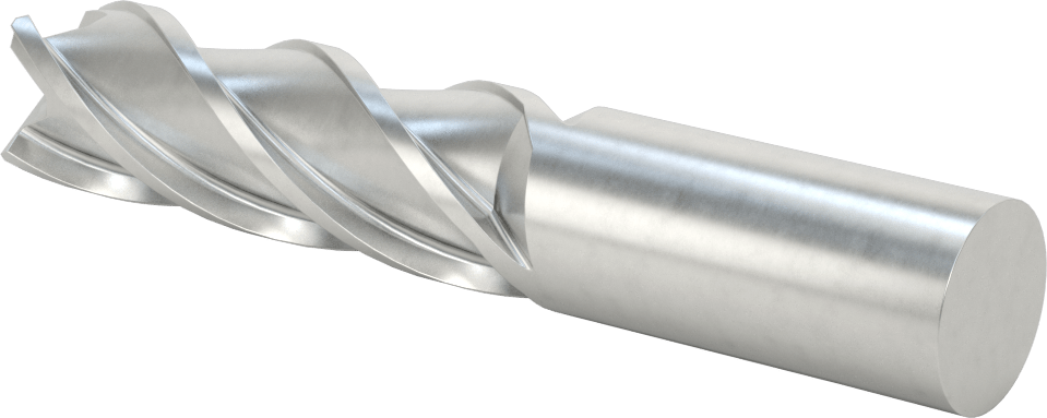 Kobalt Çelik Kare Uçlu Freze, Kaplamasız, 4 Kanallı, 1" Freze Çapı, 5-1/2" Toplam Uzunluk