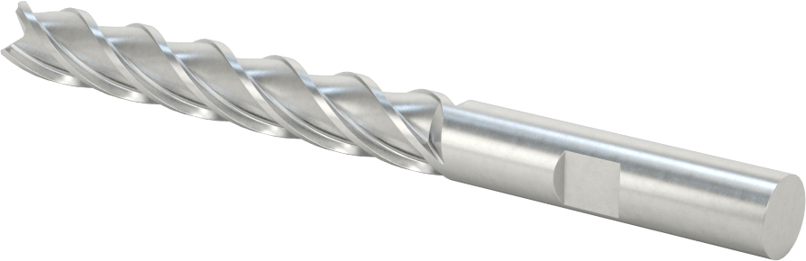 Kobalt Çelik Kare Uçlu Freze, TiCN Kaplamalı, 4 Kanallı, 3/8" Freze Çapı, 4-1/4" Toplam Uzunluk