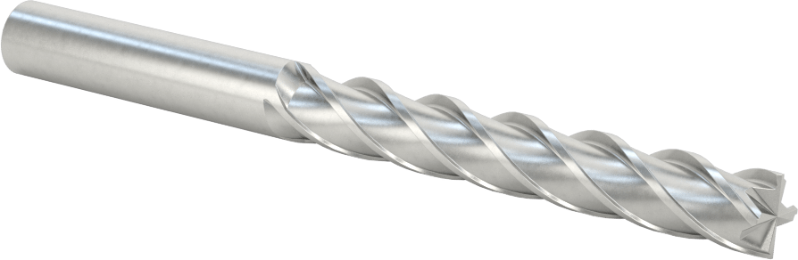 Kobalt Çelik Kare Uçlu Freze, TiCN Kaplamalı, 4 Kanallı, 3/8" Freze Çapı, 4-1/4" Toplam Uzunluk