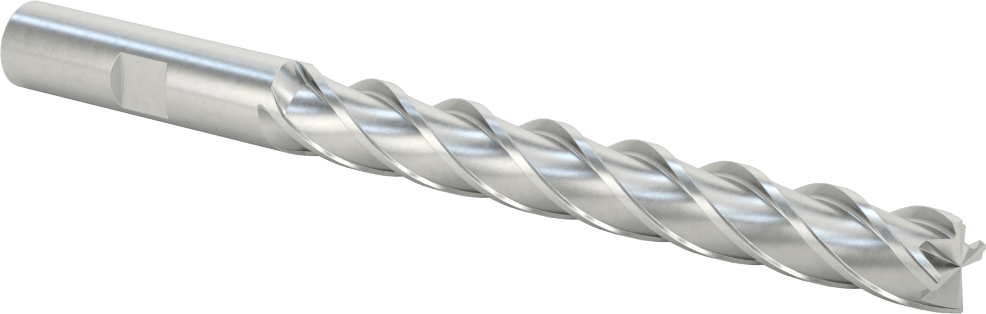 Kobalt Çelik Kare Uçlu Freze, TiCN Kaplamalı, 4 Kanallı, 1/2" Freze Çapı, 6" Toplam Uzunluk