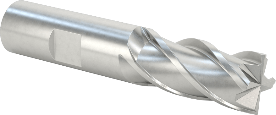 Kobalt Çelik Kare Uçlu Freze, TiCN Kaplamalı, 4 Kanallı, 3/4" Freze Çapı, 3-7/8" Toplam Uzunluk