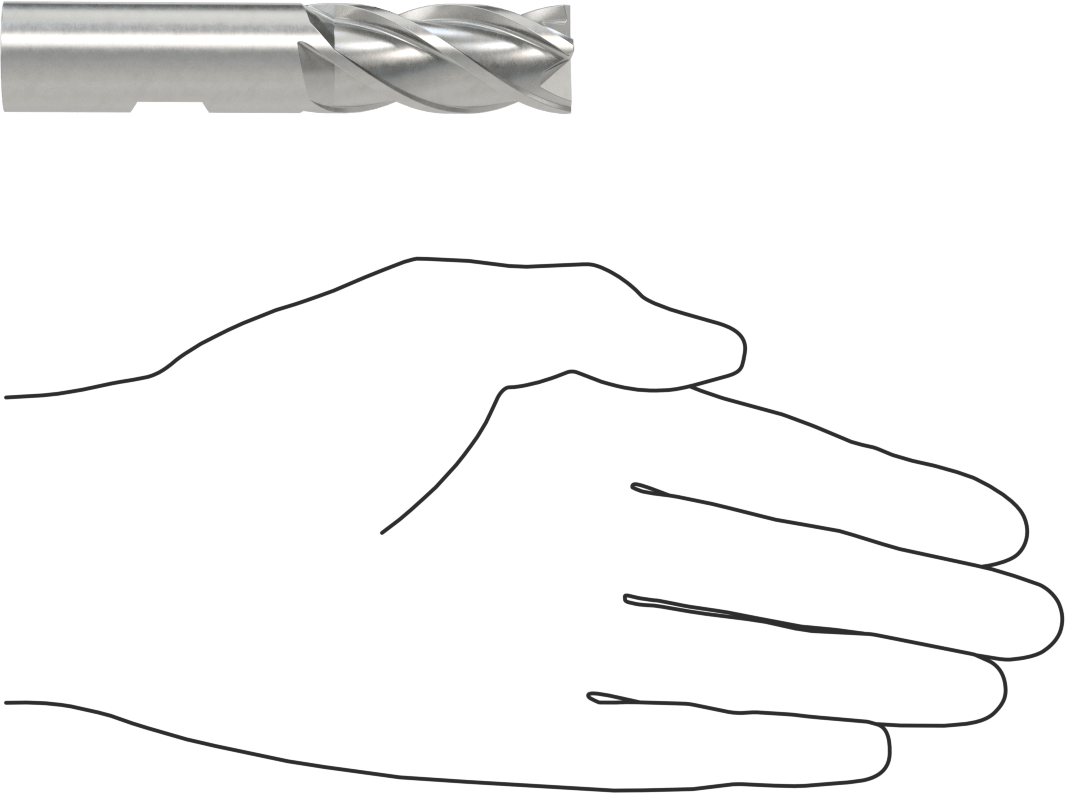 Kobalt Çelik Kare Uçlu Freze, TiCN Kaplamalı, 4 Kanallı, 3/4" Freze Çapı, 3-7/8" Toplam Uzunluk