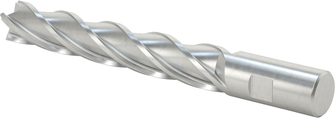 Kobalt Çelik Kare Uçlu Freze, TiCN Kaplamalı, 4 Kanallı, 1" Freze Çapı, 8-1/2" Toplam Uzunluk