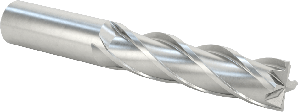 Kobalt Çelik Kare Uçlu Freze, TiCN Kaplamalı, 4 Kanallı, 3/4" Freze Çapı, 5-1/4" Toplam Uzunluk