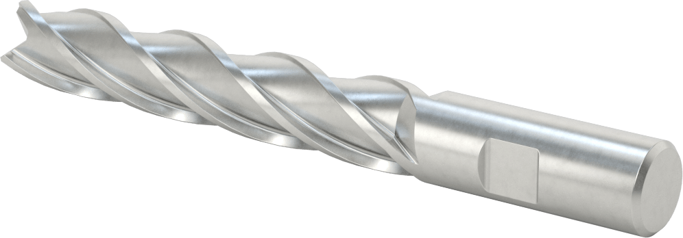 Kobalt Çelik Kare Uçlu Freze, TiCN Kaplamalı, 4 Kanallı, 3/4" Freze Çapı, 6-1/4" Toplam Uzunluk