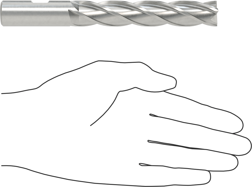 Kobalt Çelik Kare Uçlu Freze, TiCN Kaplamalı, 4 Kanallı, 3/4" Freze Çapı, 6-1/4" Toplam Uzunluk