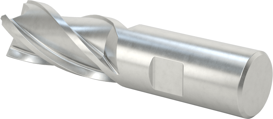 Kobalt Çelik Kare Uçlu Freze, TiCN Kaplamalı, 4 Kanallı, 1" Freze Çapı, 4-1/2" Toplam Uzunluk