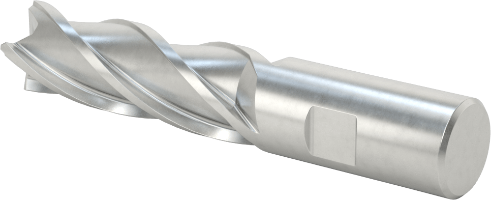 Kobalt Çelik Kare Uçlu Freze, TiCN Kaplamalı, 4 Kanallı, 1" Freze Çapı, 5-1/2" Toplam Uzunluk