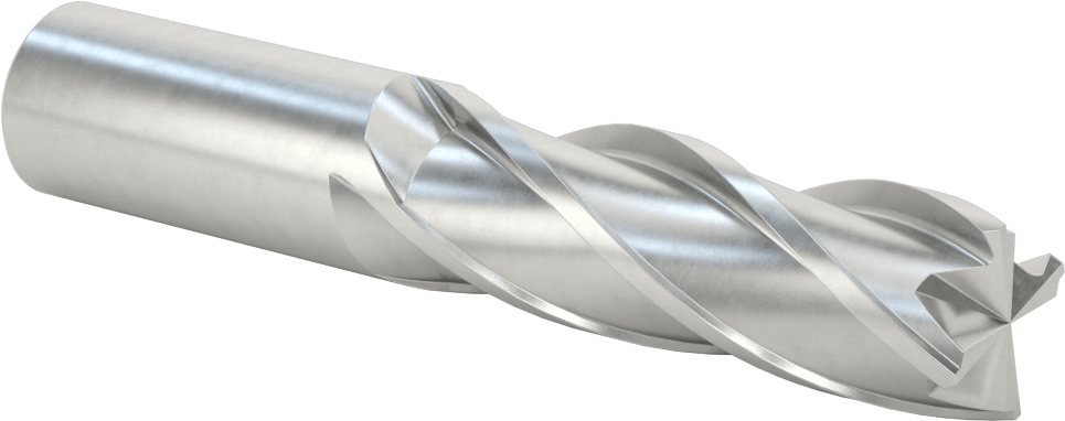 Kobalt Çelik Kare Uçlu Freze, TiCN Kaplamalı, 4 Kanallı, 1" Freze Çapı, 5-1/2" Toplam Uzunluk