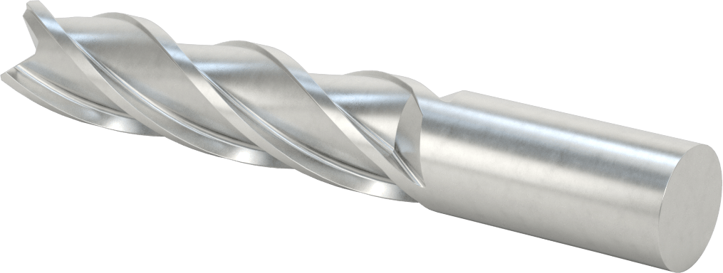 Kobalt Çelik Kare Uçlu Freze, TiCN Kaplamalı, 4 Kanallı, 1" Freze Çapı, 6-1/2" Toplam Uzunluk