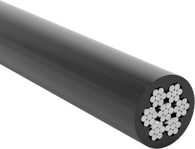 Polipropilen Kaplı Galvanizli Çelik Tel Halat, 1/8" Çap, Siyah