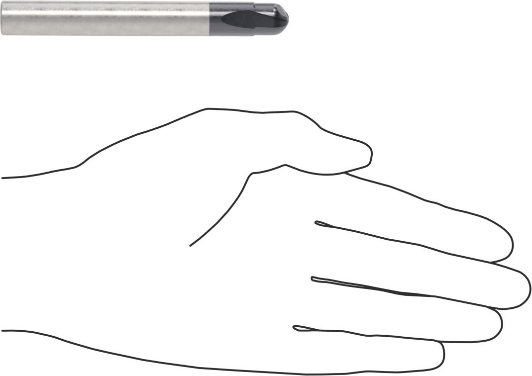 Takım Çeliği için Karbür Küresel Uçlu Freze, Sertleştirilmiş Çelik ve Demir, 12 mm Freze Çapı, Rockwell C52