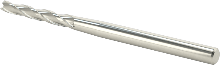 Kaplamasız Karbür Konik Kare Uçlu Freze, 3 Yiv, 0,5 Derece Koniklik, 3/32" Freze Çapı, 3/4" Uzun Kesim