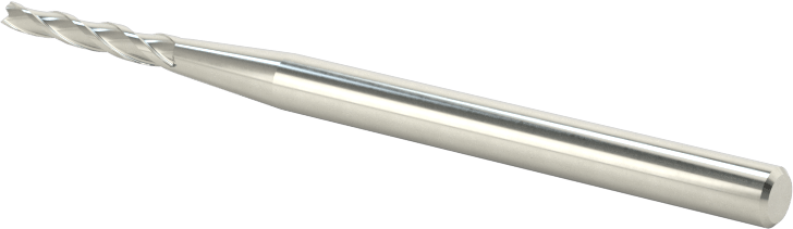 Kaplamasız Karbür Konik Kare Uçlu Freze, 3 Yiv, 1 Derece Konik, 1/16" Freze Çapı, 1/2" Uzunlukta Kesim